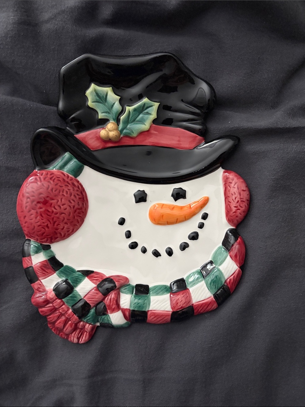 Festive Snowman Serving Platter - Red, Green, Black